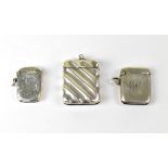 Three hallmarked silver vesta cases, Bir