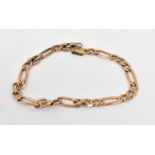 A 9ct gold figaro bracelet, length 20cm,