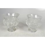 LALIQUE; a pair of bowls with raised tur