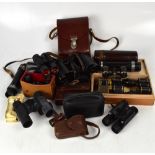 A group of binoculars, field glasses and