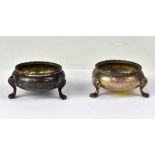 A pair of Victorian silver salts, raised