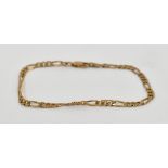 A 9ct gold Figaro link bracelet with lob