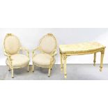 A reproduction cream painted and gilt-he