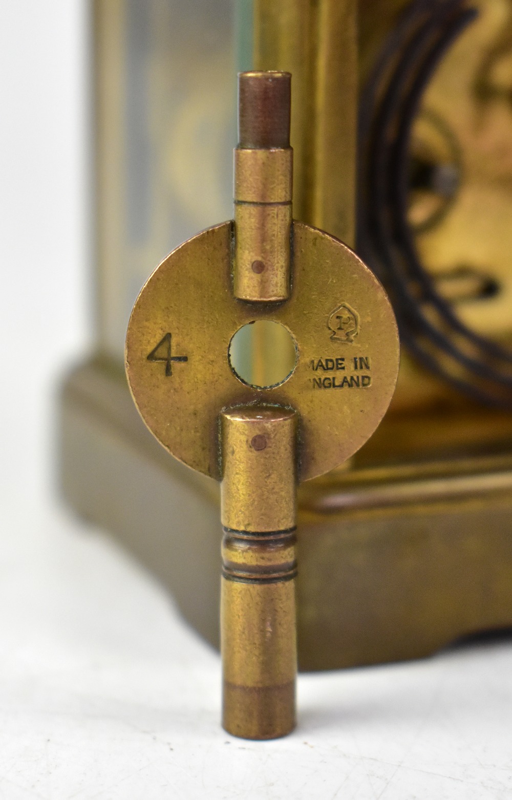 An early 20th century French brass carriage clock, - Bild 5 aus 7