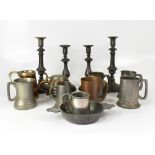 A quantity of 19th century pewter includ