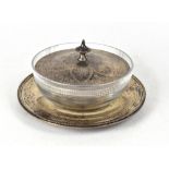 A Victorian cut glass butter dish with v