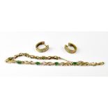 A 9ct yellow gold bracelet set with gree