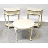 A pair of white painted reproduction ser