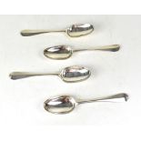 A set of four George II Scottish hallmarked silver Hanover and Rattail tablespoons,