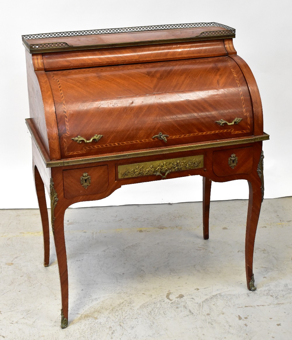 A reproduction mahogany cylinder bureau,