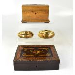 Two vintage wooden jewellery boxes conta