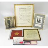 JOHN RAYMOND SHAW; his MBE, cased, his m