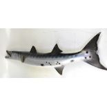 A stuffed and painted barracuda, length