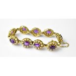 A Victorian-style amethyst and seed pearl bracelet,