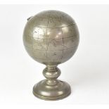 An early 20th century Swato Hguan Kwand Heng pewter tea caddy/tobacco holder in the form of a globe,