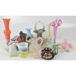 A collection of vintage and antique art glassware to include Venetian ribbon twist examples,