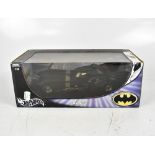 HOTWHEELS; a scale model 1:18 Batmobile, boxed.