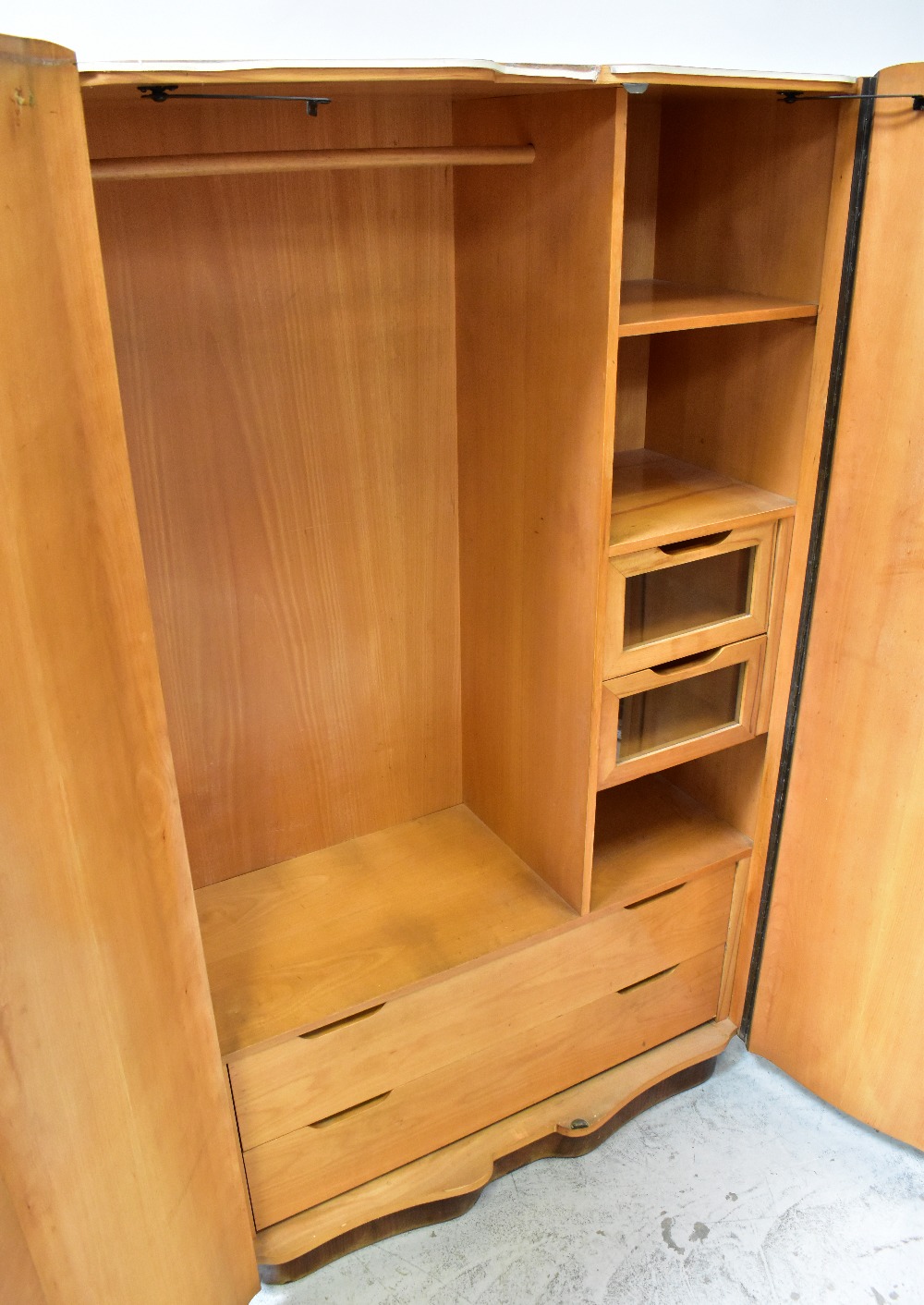 An early 20th century burr walnut bedroom suite comprising double wardrobe, double bedstead, - Image 10 of 16