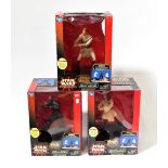 STAR WARS; three boxed interactive talking bank figures manufactured for Thinkway Toys, New York,