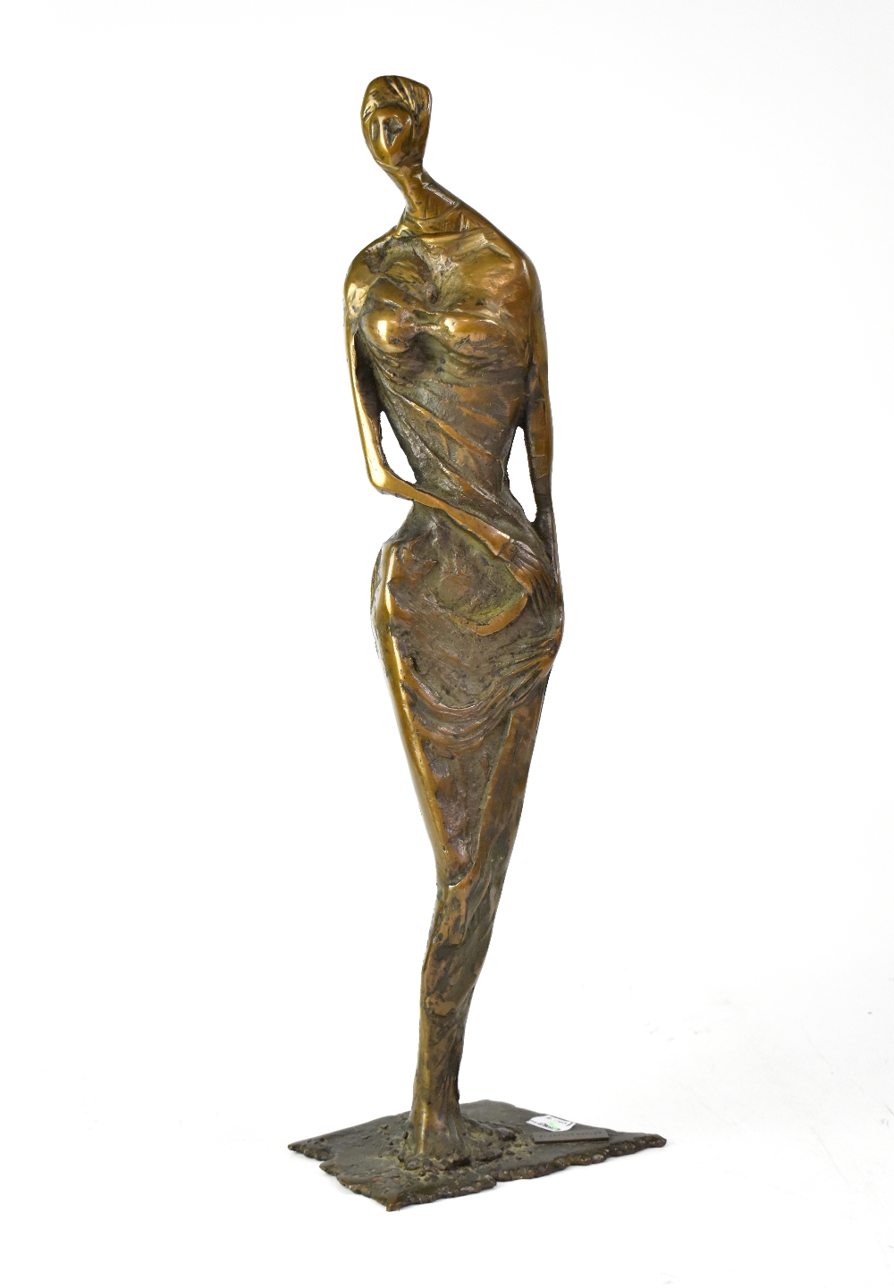 ATTRIBUTED TO SEAN RICE (1931-1997); a bronze figure of female form to stylised naturalistic plinth, - Image 8 of 8