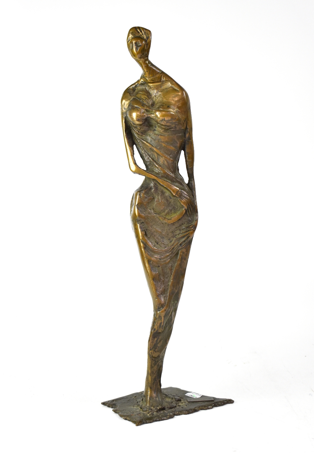 ATTRIBUTED TO SEAN RICE (1931-1997); a bronze figure of female form to stylised naturalistic plinth, - Image 5 of 8