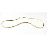 An 18ct gold semi-rigid necklace with woven double strand section to arrow mounts and box clasp and