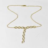 A 14ct yellow gold link and oval link chain necklace, approx 3g.