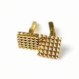 A pair of 9ct yellow gold square cufflinks, combined approx 20g.