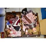 A quantity of dolls from various decades,