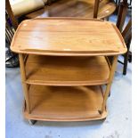 A contemporary pale oak three-tier tea trolley, 77 x 69 x 43cm.