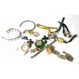 A quantity of jewellery to include a Continental silver bracelet, wristwatches to include Tissot,