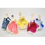 ROYAL DOULTON; five porcelain figures comprising HN2694 'Fiona', HN2334 'Fragrance',