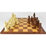 A wooden chessboard,