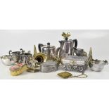 A quantity of mixed metal, mainly EPNS white metal, to include epergne vases, jewellery boxes,