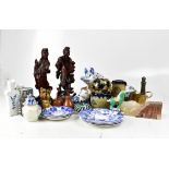 A quantity of various ceramics to include blue and white examples, a large 19th century ceramic mug,