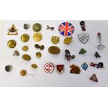 A quantity of military buttons for various regiments, together with club collectors' enamel badges,