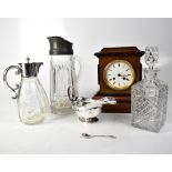 A small mixed lot comprising a square cut glass decanter with stopper,
