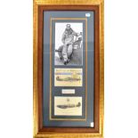 DOUGLAS BADER; a framed montage of the famous pilot comprising a black and white photograph,