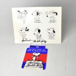 SNOOPY; a promotional 'Flashbeagle' picture bearing the signature of Charles Schulz, 18 x 23cm,
