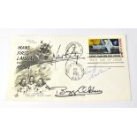 SPACE EXPLORATION; a first day cover bearing the signatures of Buzz Aldrin,