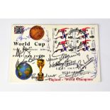 ENGLAND WORLD CUP WINNERS 1966; a first day cover bearing the signatures of Bobby Charlton,