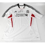 LIVERPOOL FOOTBALL CLUB; a football shirt bearing the signature of Steven Gerrard.