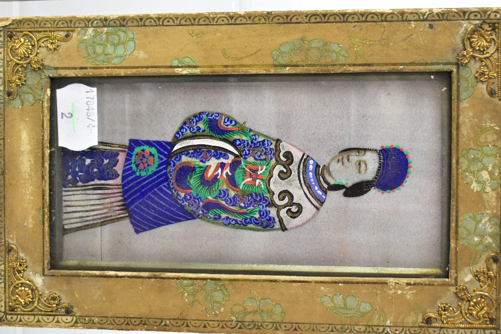 A pair of 19th century watercolour and silk images of Chinese artisans, - Image 3 of 4
