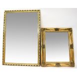 A modern gilt framed rectangular wall mirror, 91 x 62cm and a contemporary gilded frame wall mirror,