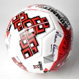FOOTBALL; a football bearing the signatures of Bobby Charlton, Nobby Stiles, etc.