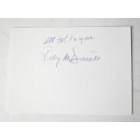 RODDY MCDOWALL; a card bearing his signature.