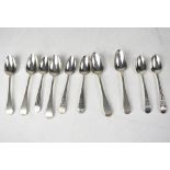 Five George III hallmarked silver Old English pattern teaspoons,
