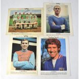 FOOTBALL; four Ty-phoo Tea football collectors' cards, bearing the signatures of Bobby Moore,