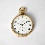 J TARSH, COVENTRY; a 9ct yellow gold open face pocket watch,
