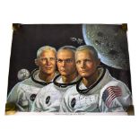 SPACE EXPLORATION; an A3 colour poster of the Apollo 11 crew, bearing the signatures of Buzz Aldrin,